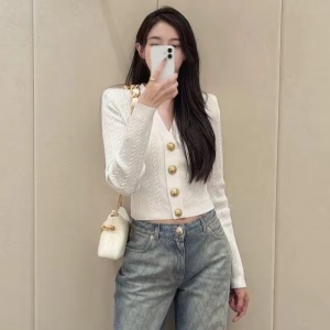 balmain v-neck cable-knit cardigan